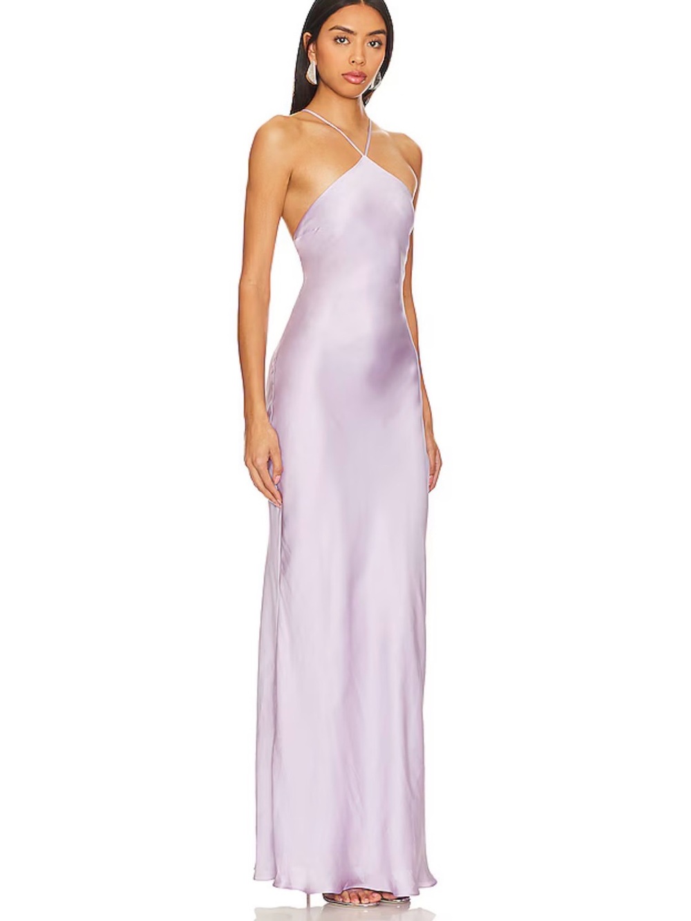 Line & Dot Kira Lavender Satin Slip Maxi Dress